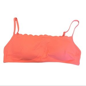 Juniors Aerie Waffle Scalloped Bandeau Bikini Top Sz L